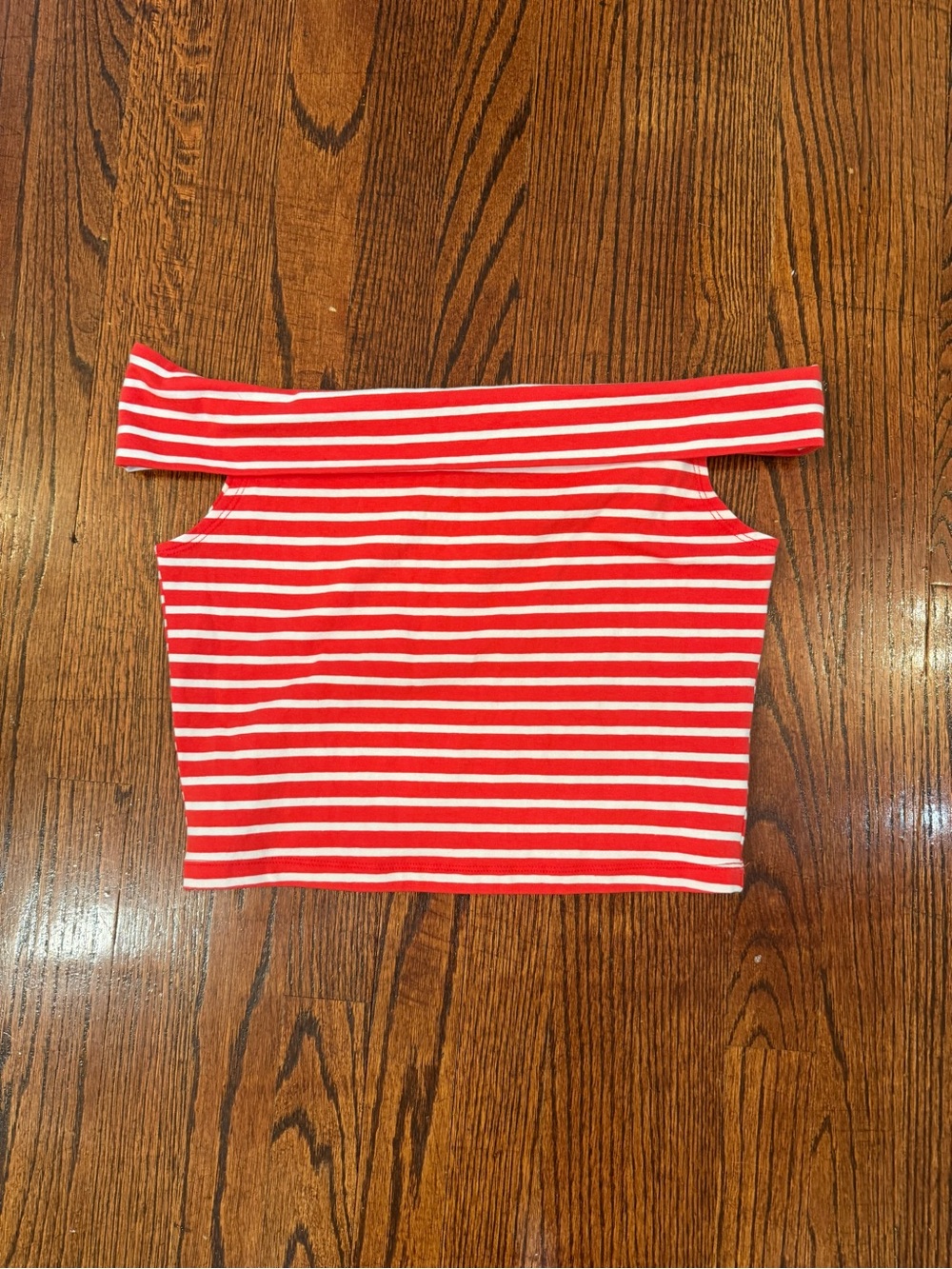 wild fable Red & White Striped Off-Shoulder Crop Top Sz M